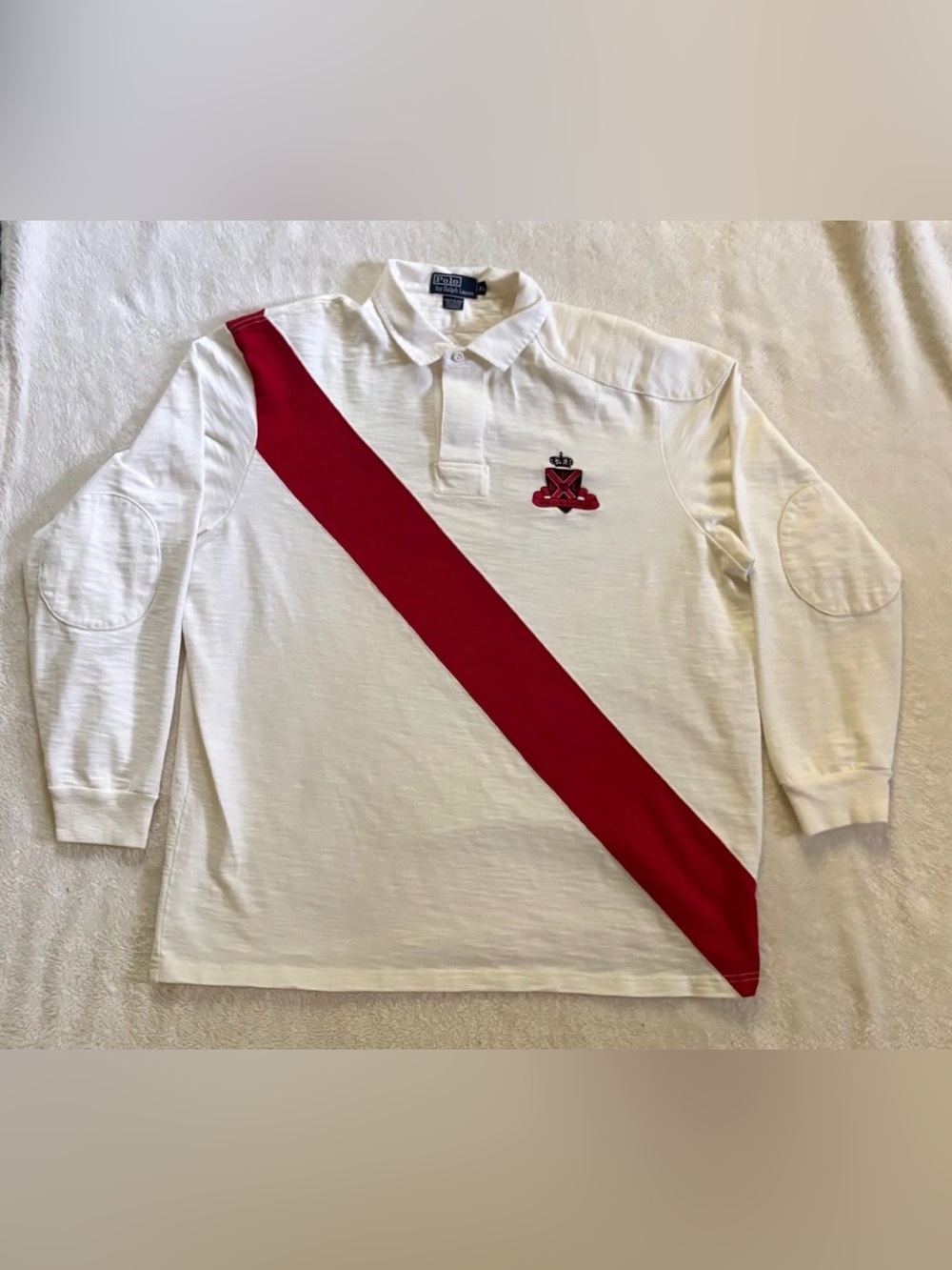 Vintage Polo Ralph Lauren Big Stripe Sheild Crown #17 Long Sleeve Rugby Shirt XL